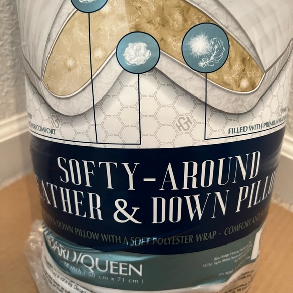 Hotel Grand Feather & Down Queen Pillow, 2-Pk 500 Thread Count 100% Cotton Cover - Picture 3 of 5